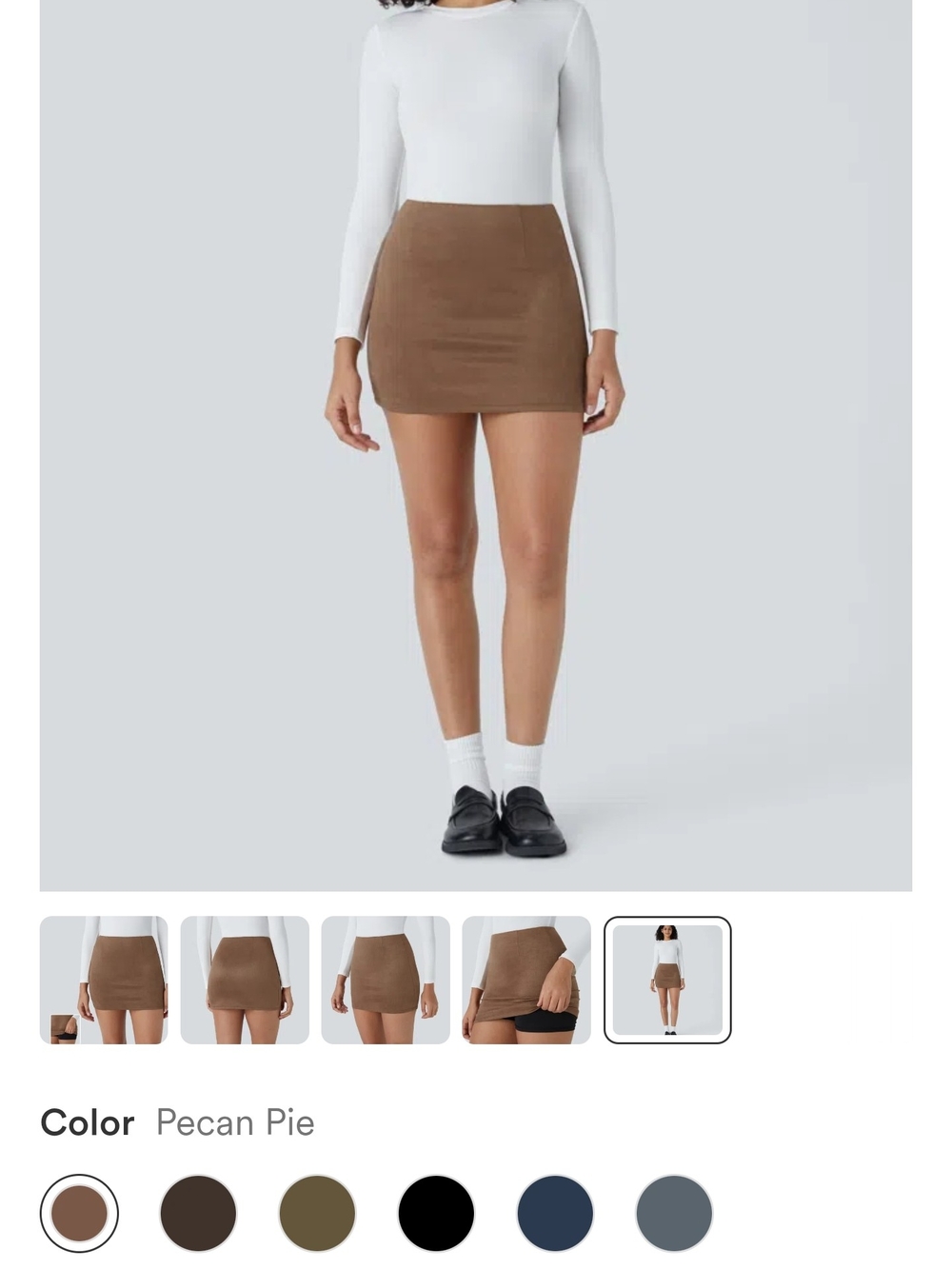 HALARA NWT Brown Suede-Look Mini Skort L - Picture 4 of 6